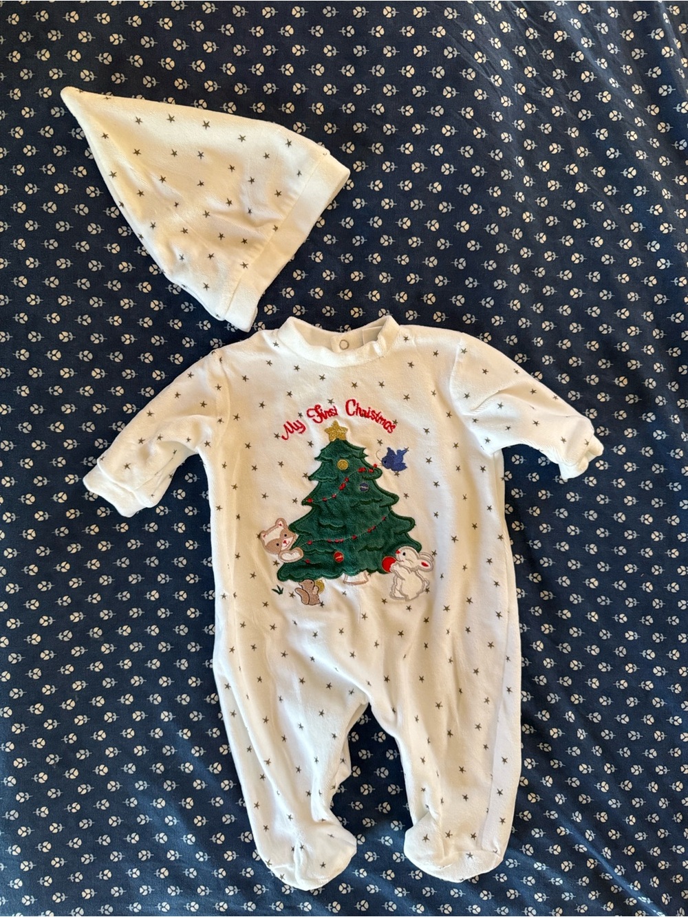 Little Me Baby’s First Christmas One-Piece with Hat